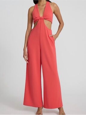 Express Coral Cutout Wide-Leg Jumpsuit
